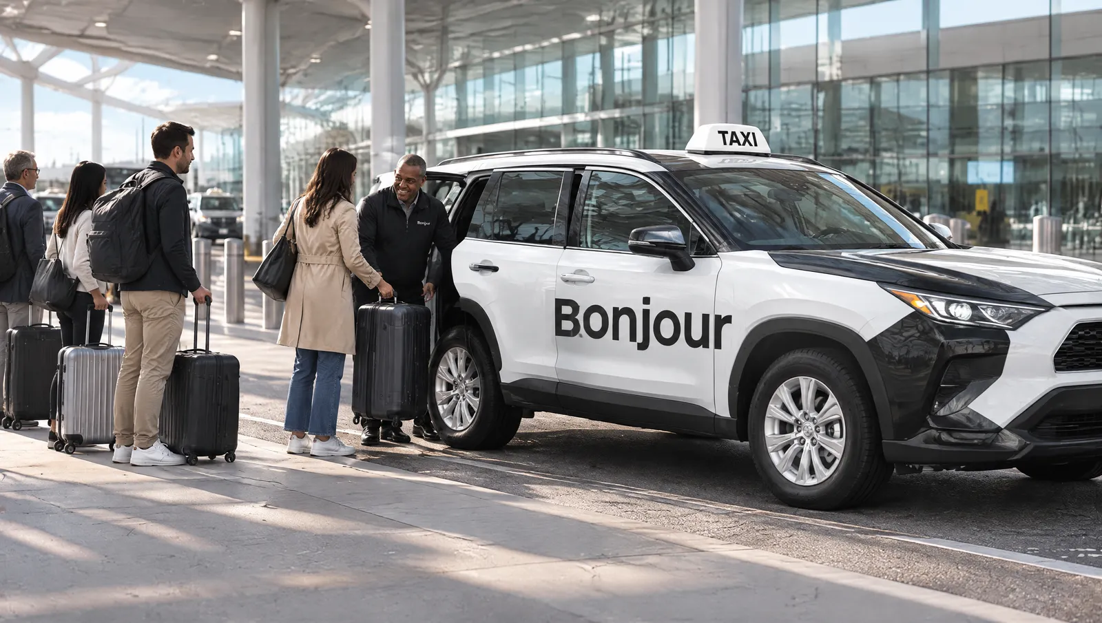 The taxi stand at Door 23, arrivals level